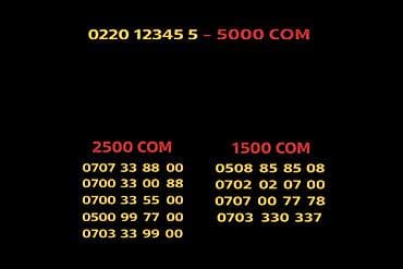 0700 33 00 88 -2500сом 0500 99 77 00-2500сом 0703 33 99 00-2500сом