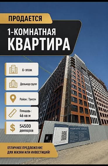 o2 development: 1 комната, 46 м², Элитка, 6 этаж, ПСО (под самоотделку) — 1
