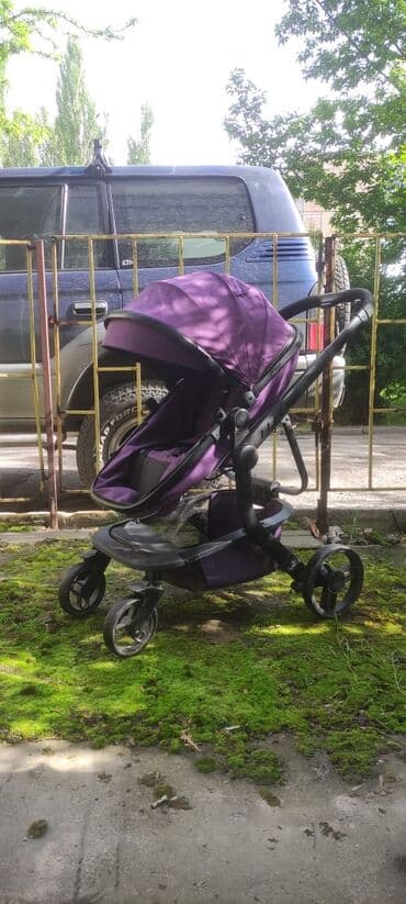 коляска prego: Коляска, цвет - Фиолетовый, Б/у — 4