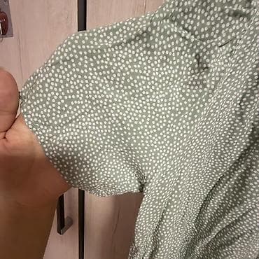 платье горошек: Повседневное платье, Лето, Короткая модель, Вискоза, Платье-рубашка, S — 4