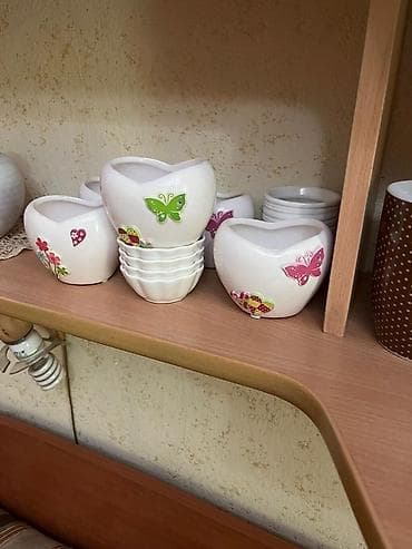 керамические горшки для цветов: Керамические мини-кашпо и пиалы/подсвечники - Белые керамические — 2