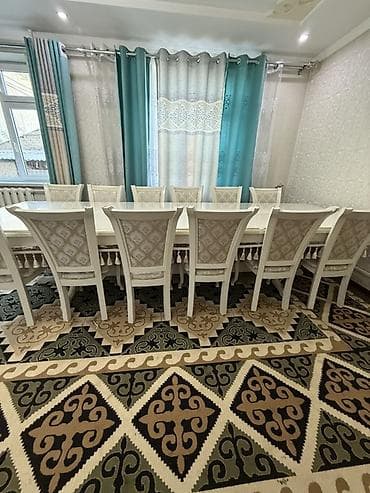 куонный гарнитур: Стол и стул для зала, Б/у, цвет - Белый — 4