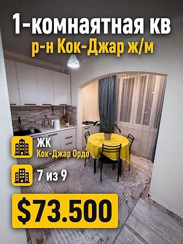 Квартиры: 1 комната, 45 м², Элитка, 7 этаж, Евроремонт — 1