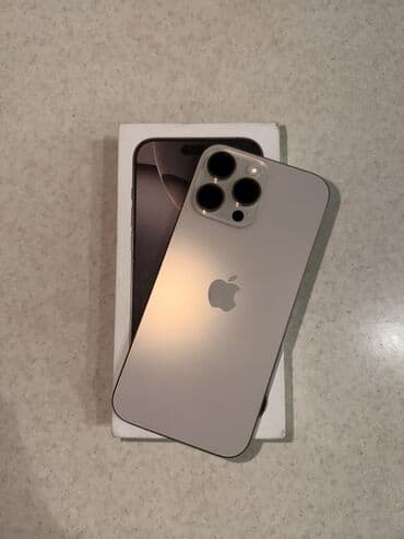 IPhone 16 Pro Max, Новый, 256 ГБ, Desert Titanium, Зарядное устройство, Чехол, Кабель, 100 %