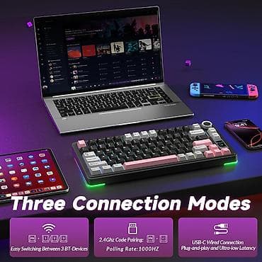 монитор тесла: Клавиатура, Aula, Механическая, Bluetooth, Проводное подключение, Размер: 75% — 9