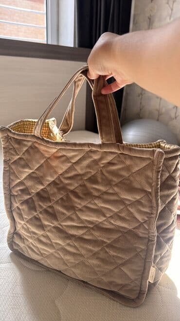 сумка для беременных: Комплект товаров: 1) Стёганая сумка-шоппер - Цвет: бежевый (внутри — 1