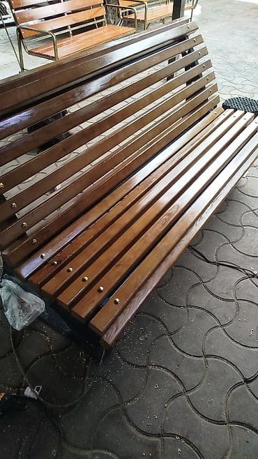 Скамейка Металл, Со спинкой, Без крыши — 2