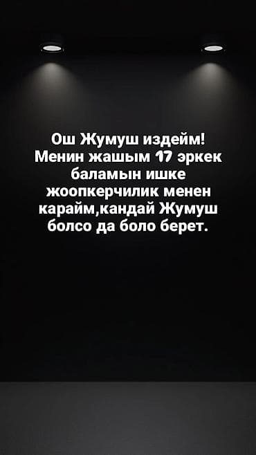 Резюме: Услуга: ищу работу в Оше О себе: - Возраст: 17 лет, парень - — 1