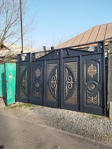 Ачылма дарбазалар: Кованые въездные ворота с калиткой - Материал: металл/ковка, сплошное — 5