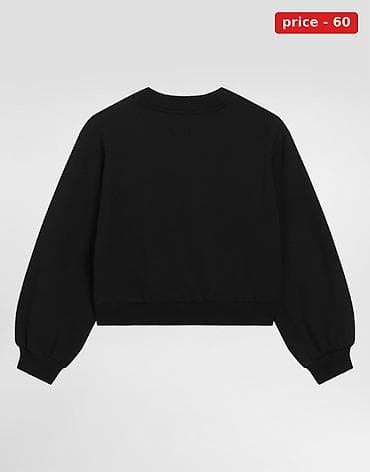 Базовый чёрный свитшот - Классический прямой крой - Круглая горловина