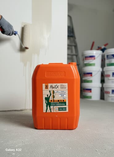 Эмаль: Грунтовка AlinEx в оранжевой пластиковой канистре объемом 25 литров и — 1