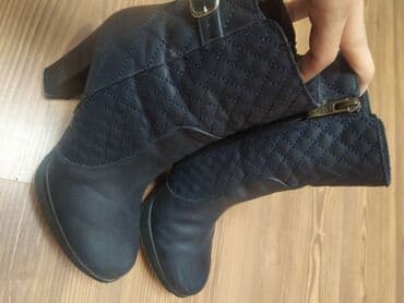 сапоги из натурального меха и кожи: Сапоги, 37, Leon, Б/у, цвет - Синий, Самовывоз — 4