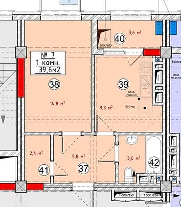1 комната, 39 м², Джал мкр (в т.ч. Верхний, Нижний, Средний) Элитка, 10 этаж, ПСО (под самоотделку) — 2