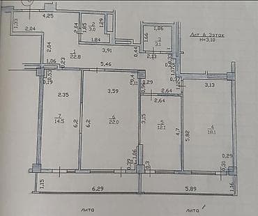 билдинг: 3 комнаты, 95 м², 5 мкр 3 этаж, Евроремонт — 6