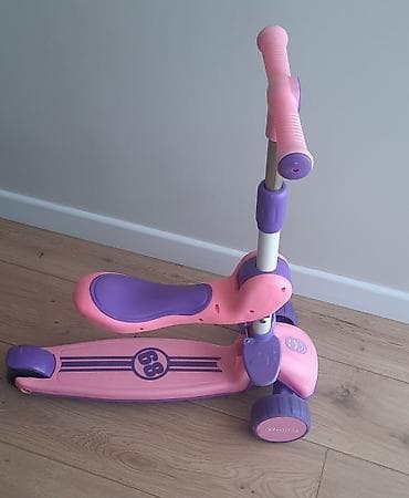 розовый самокат: Детский самокат, Трёхколёсный, Б/у — 1