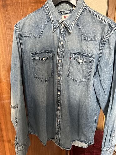 Мужская рубашка, L, LeviS, Б/у, цвет - Голубой, Самовывоз