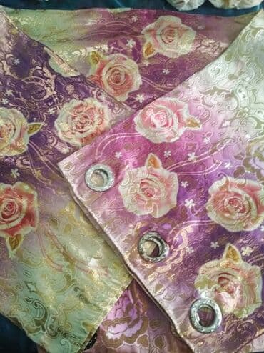 гирлянда штора 3х3: НОВЫЕ шторы, плотный шелк с люрексом, рисунок интересный, нежно — 2