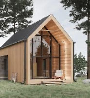 терраса: Современный модульный дом в стиле A-frame/барнхаус Строим A-frame — 2