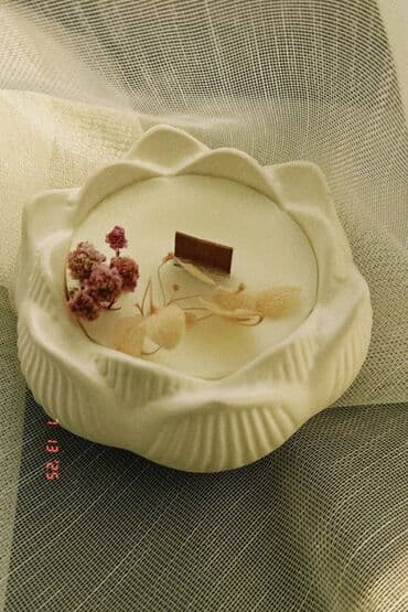 чехол ми 11 лайт: Стильная свеча в гипсовом кашпо в форме лотоса. Идеальный декор для — 2