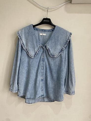 скупка одежда: Подборка женских вещей (5 единиц): 1) Джинсовая рубашка MNG (Mango) — 2