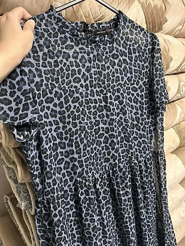 леопардовые вещи: Повседневное платье, Турция, Лето, Длинная модель, Шифон, Турецкое, S, M — 4