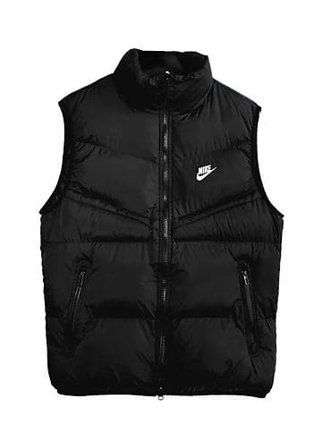 Пуховая жилетка Nike, черная. - Классический прямой крой без рукавов
