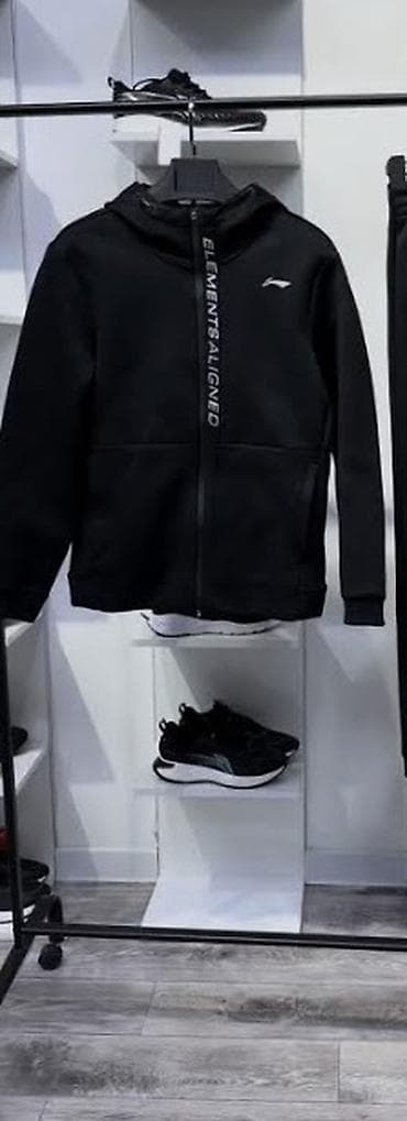 Мужская спортивная кофта на молнии с капюшоном - Цвет: черный