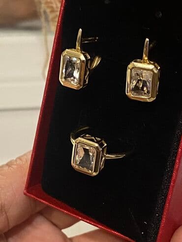 золотые серьги бу: Золотой набор! Желтое золото Италия ! Эксклюзив - натуральный камень — 5