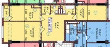 квартира ак оргоо: 2 бөлмө, 85 кв. м, Элитка, 6 кабат, ПСО (өзү оңдоп түзөтүп бүтүү үчүн) — 3