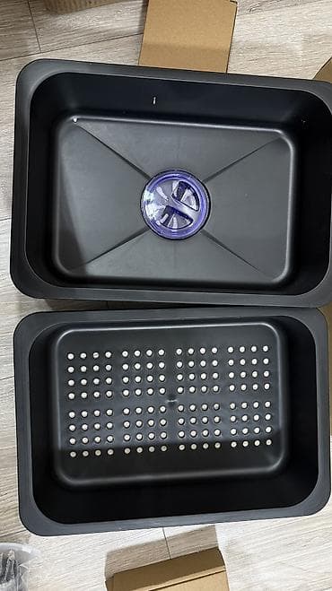 кухиный мойка: Кухонная мойка, Врезной способ установки, Двойная форма, Материал: Металл, Размер: 68 x 45 см — 5