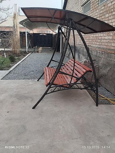 Садовые качели Металл, Со спинкой, С крышей