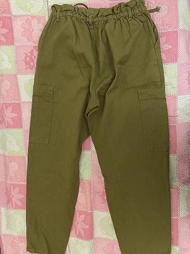 военный брюки: Карго-брюки женские/унисекс, оливкового цвета. Прямые с заужением к — 2