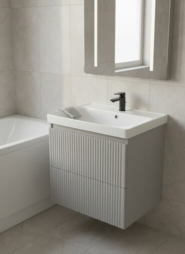 ящик для документов: Тумба для ванны, С раковиной, цвет - Серый — 1