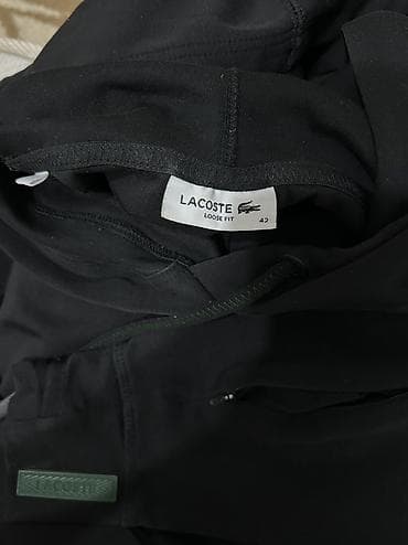Укороченное худи Lacoste оригинал, размер L, черный, с 2 потайными — 5