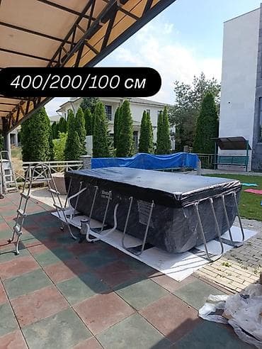 Прямоугольный каркасный бассейн Bestway Steel Pro Max. - Габариты at lalafo.kg Прямоугольный каркасный бассейн Bestway Steel Pro Max. - Габариты