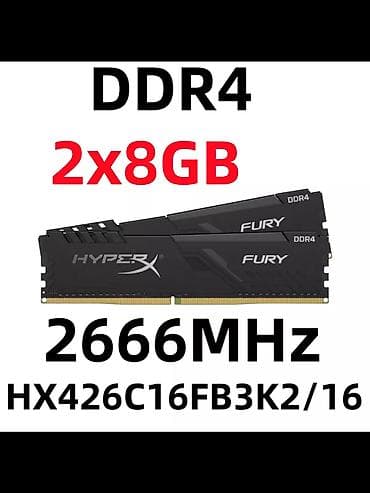 Оперативная память (RAM) для ПК, Б/у, Kingston Fury, 16 ГБ, DDR4, 2666 МГц