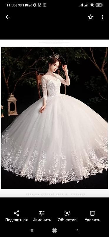 свадебное платье новое: Свадебное платье, L, С корсетом, Фатин, Пышное, Стразы, Новый — 7