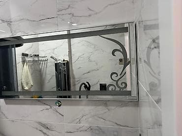 Зеркalo для ванной с декоративным пескоструйным рисунком и at lalafo.kg Зеркalo для ванной с декоративным пескоструйным рисунком и