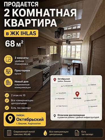 2 8: 2 комнаты, 68 м², Элитка, 2 этаж, Евроремонт — 1