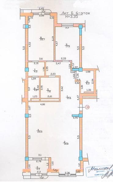 восточный квартал: 3 комнаты, 144 м², Элитка, 6 этаж, ПСО (под самоотделку) — 2