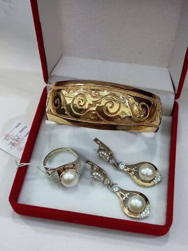 свадебные платья от производителя: Серебряный Комплект+ Билерик Серебро с напылением золото 925 пробы — 1