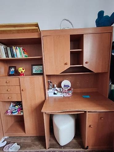 угловой письменный стол: Детская гарнитура, Для мальчика, ДСП, цвет - Коричневый — 2