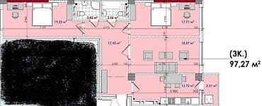 Недвижимость: 3 комнаты, 97 м², 13 этаж, ПСО (под самоотделку) — 4