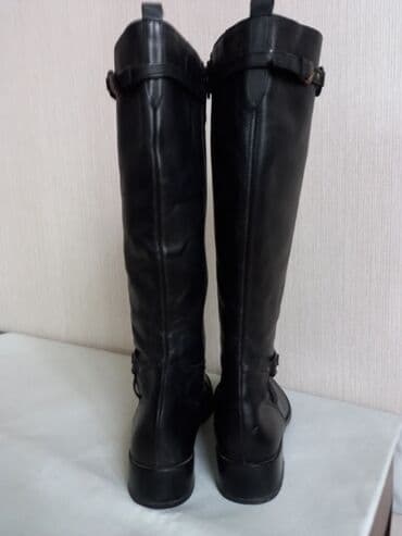 сапоги из натурального меха и кожи: Сапоги, 42, Esprit, Б/у, цвет - Черный, Самовывоз — 1