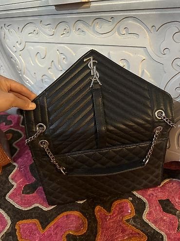 Классические сумки: Сумка Saint Laurent (YSL) Envelope Chain Bag, черная - Материал — 2