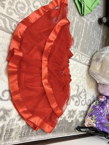 кийим: Пышная юбка-пачка для девочки, ярко-красного цвета. - Материал — 2