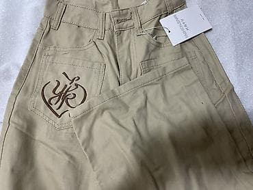 джинсы хлопок: Джинсы, Прямые, Высокая талия, С вышивкой, XS — 3