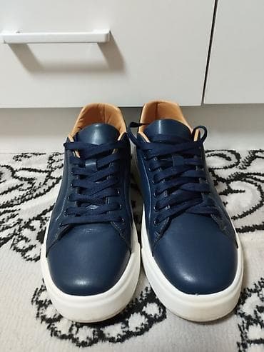 Ботинки: Мужские кеды ZARA Б/У минималистичного дизайна - Цвет: темно-синий — 4