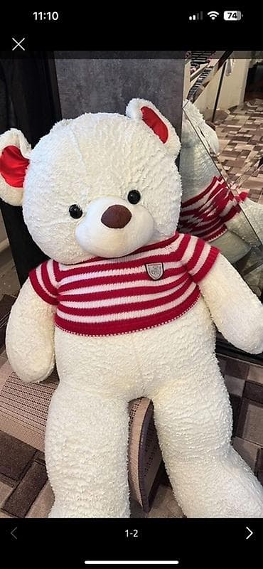 вешалка для вешей: Большой плюшевый медведь в полосатом свитере. - Цвет: молочно‑белый — 2