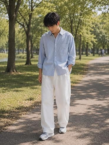 Личные вещи: 2 TUCK COTTON BALLOON BANDING PANTS Минималистичные брюки с двумя — 3